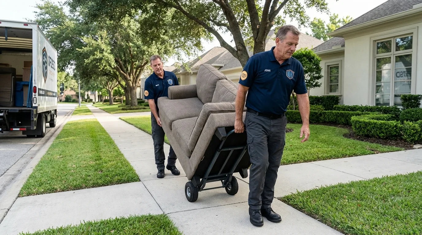 Local residential moving crew loading furniture in Webberville, MI